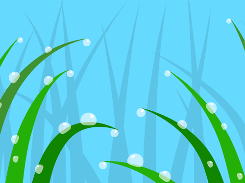 草の葉に結んだ露のイラスト