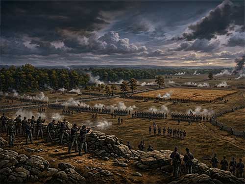 ゲティスバーグでの戦いの様子を描いたイラスト