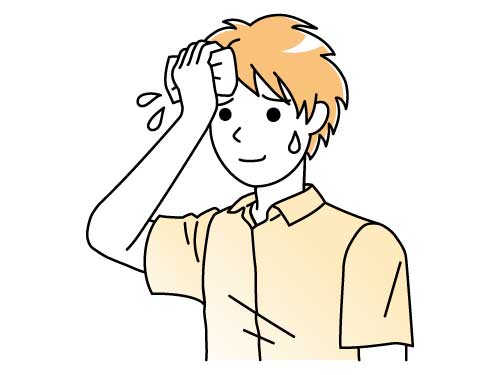 暑くて汗をぬぐう男性のイラスト