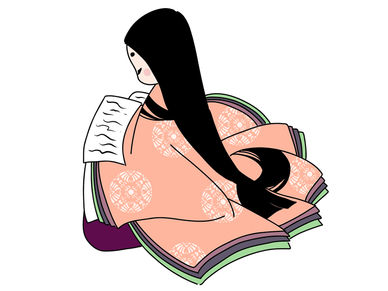 コラム挿絵:恋文を読む平安時代の女性をイメージした画像