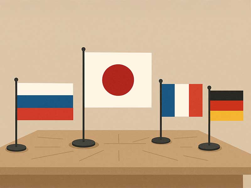 コラム挿絵:三国干渉をイメージしたイラスト