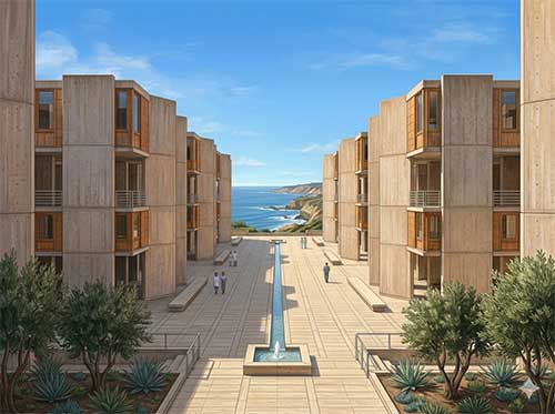 ソーク研究所の光景を描いたイラスト