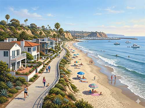 キャピストラーノ・ビーチの風景イラスト