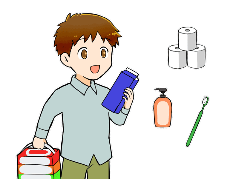 コラム挿絵：買い物をする男性のイラスト