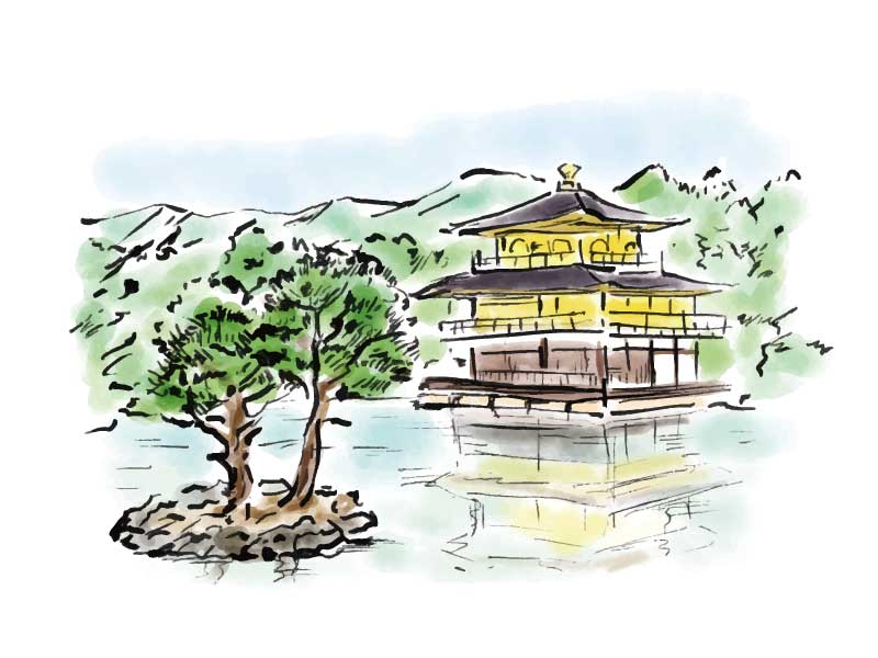 コラム挿絵:金閣寺を描いたイラスト